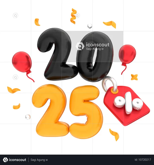 New Year Discount  3D Icon