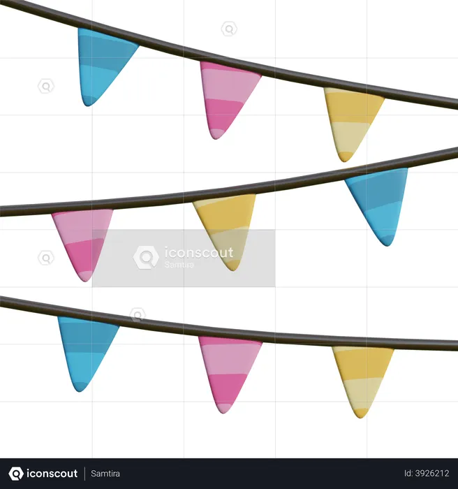 New Year Garlands  3D Illustration