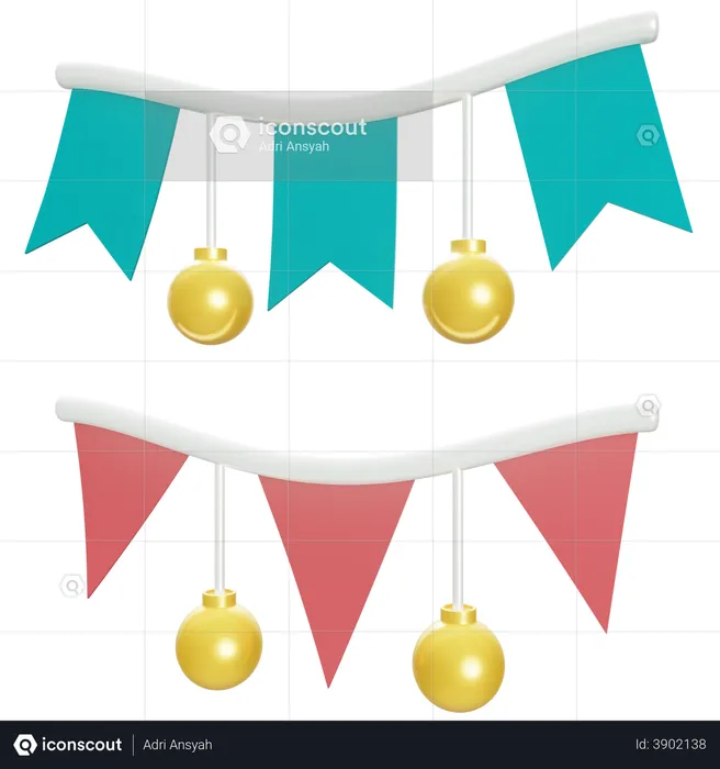 New Year Garlands  3D Illustration