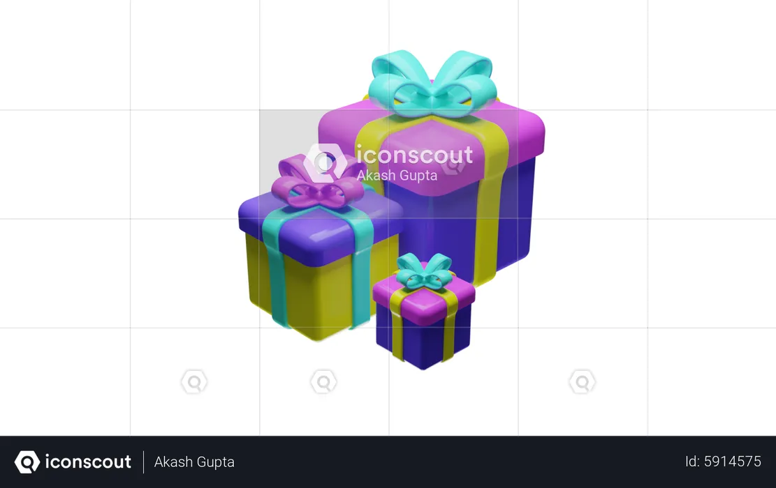 New year gift box  3D Icon