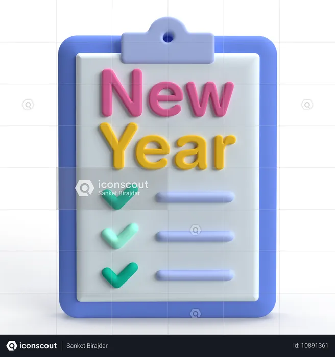 New Year List  3D Icon