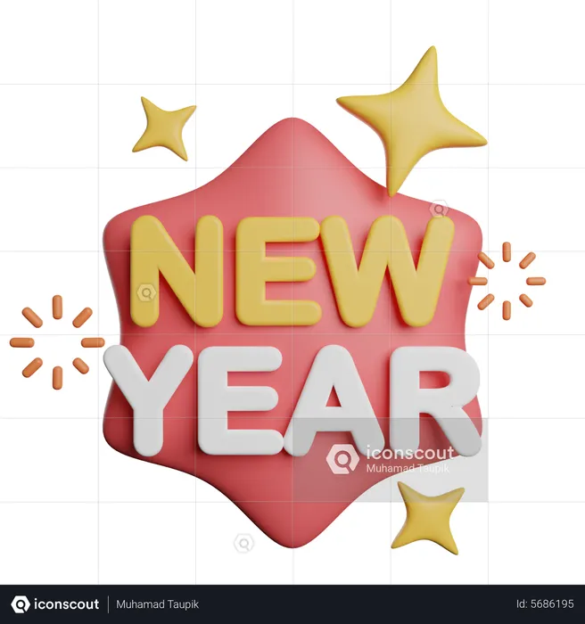New Year Sticker  3D Icon