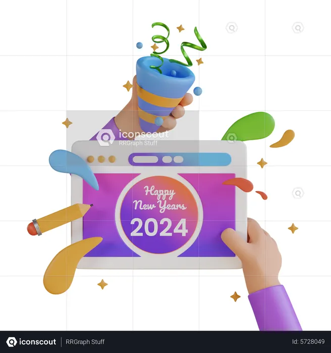 New Years Party 2024  3D Icon