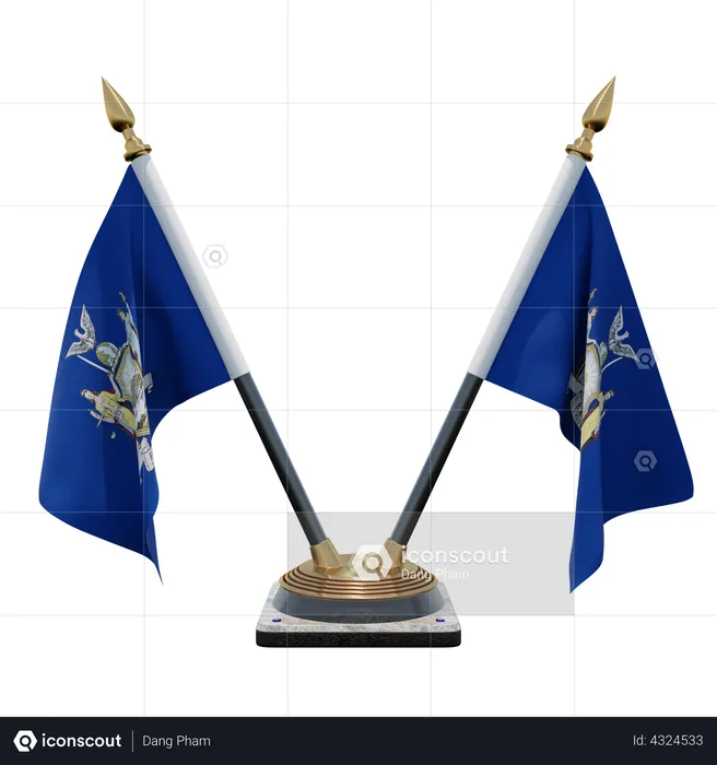 New York Double Desk Flag Stand Flag 3D Illustration