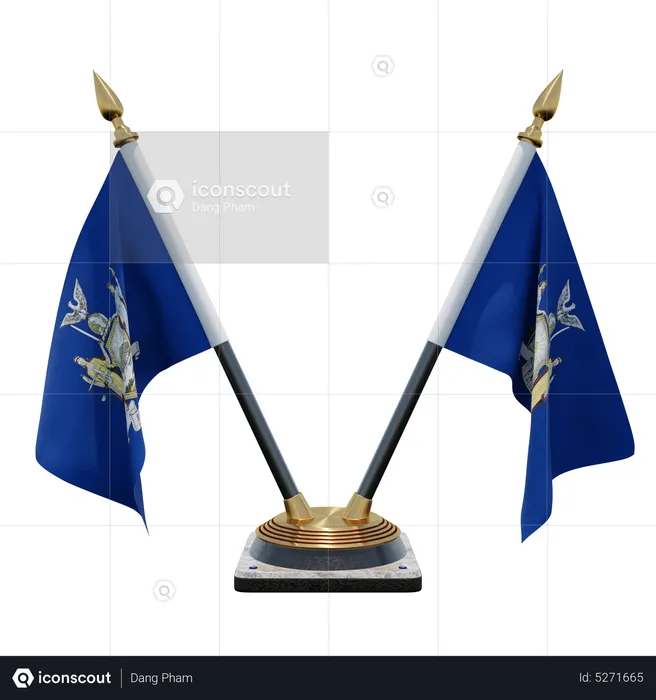 New York Double (V) Desk Flag Stand Flag 3D Icon