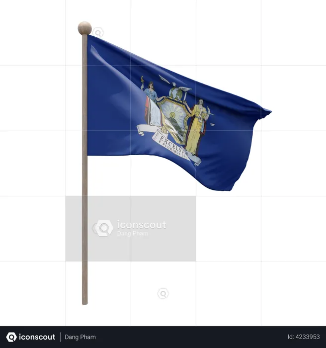 New York Flag Pole  3D Illustration