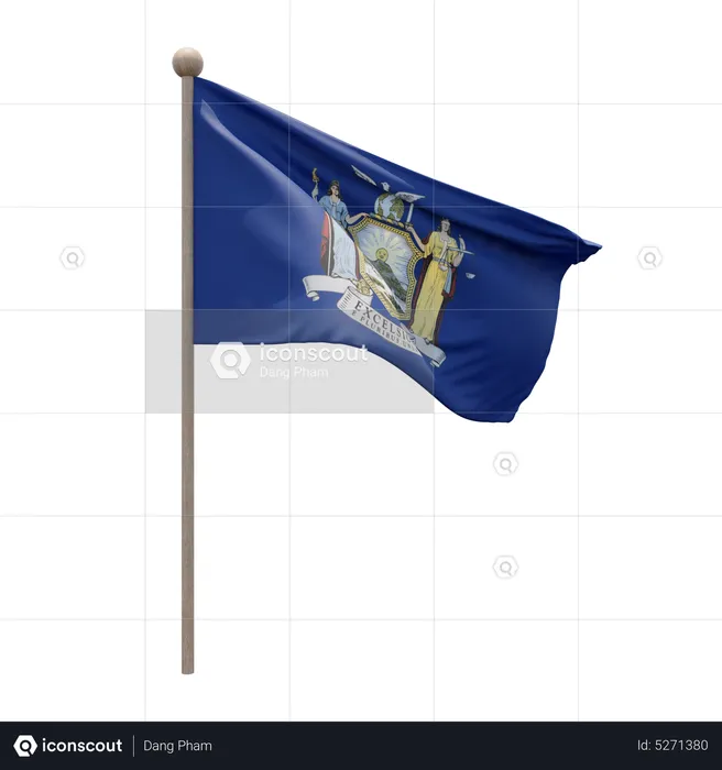 New York Flagpole Flag 3D Icon