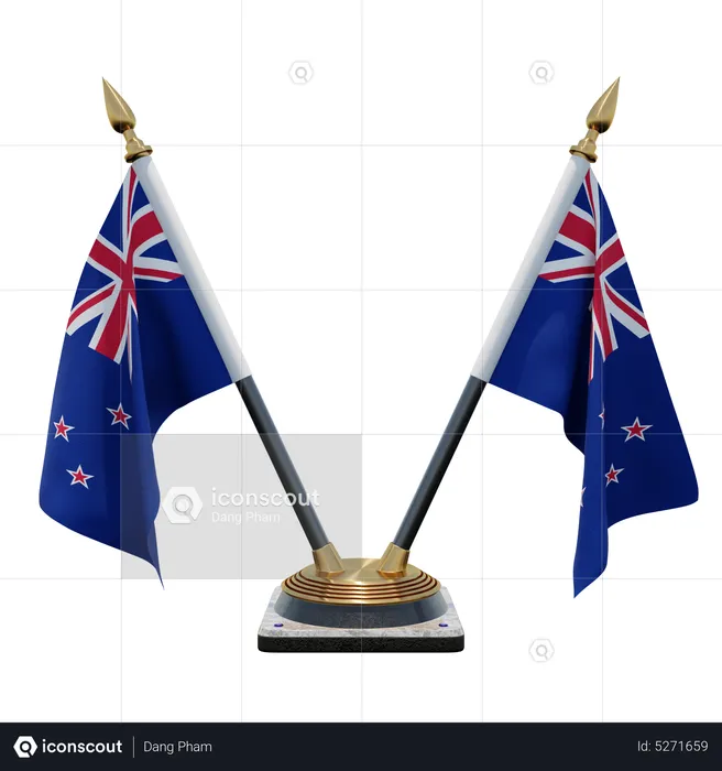 New Zealand Double (V) Desk Flag Stand Flag 3D Icon