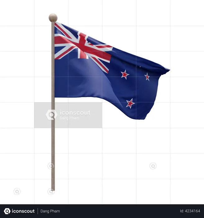 New Zealand Flag Pole  3D Flag