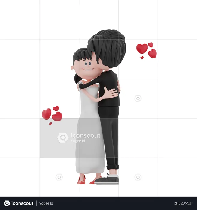 Newly wedded couple  3D Illustration
