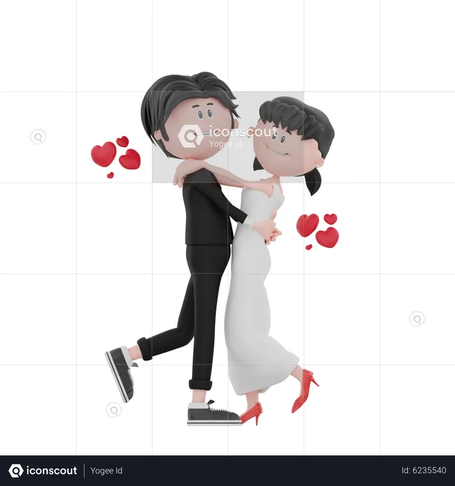 Newly wedded couple are very happy  3D Illustration
