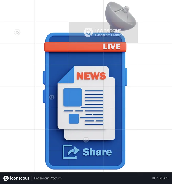 News Application  3D Icon