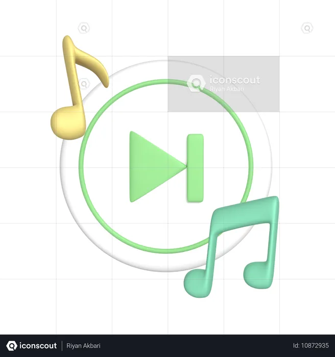 次の音楽  3D Icon