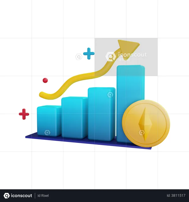 NFT-Aktie mit Grafik  3D Illustration