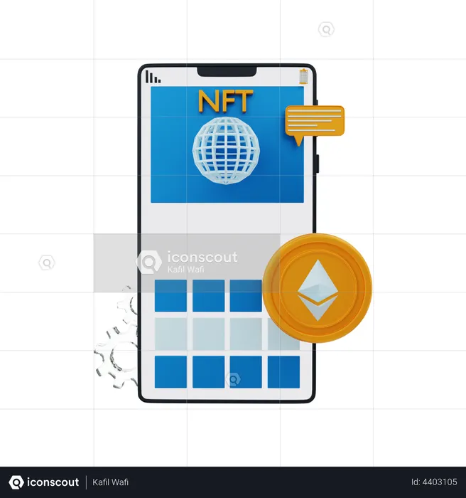 NFT app  3D Illustration