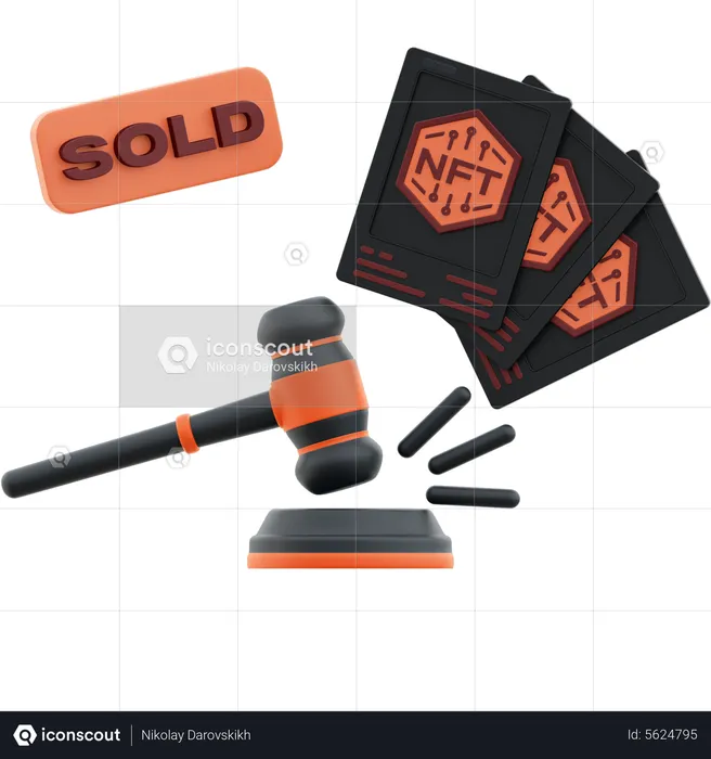 NFT Auction  3D Icon