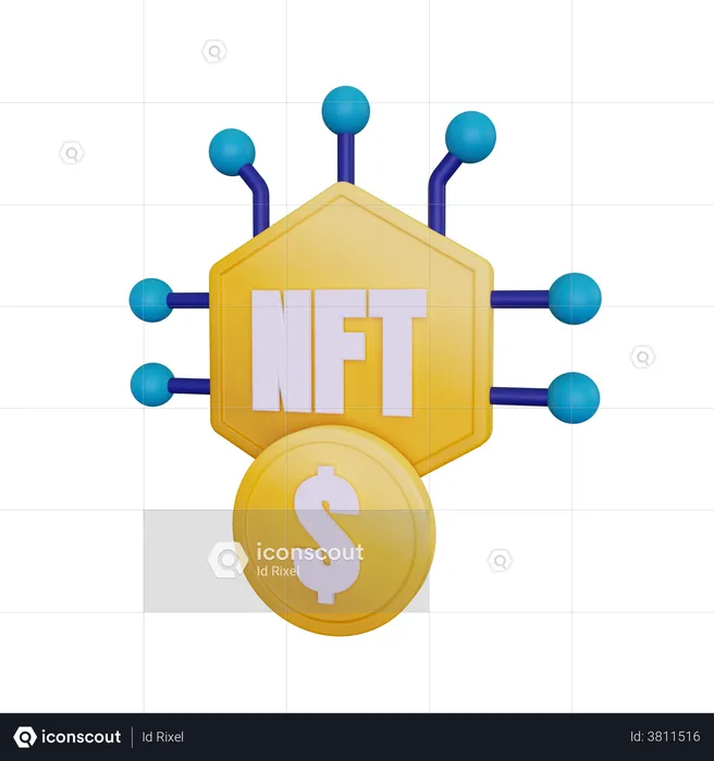 Nft avec dollar  3D Illustration