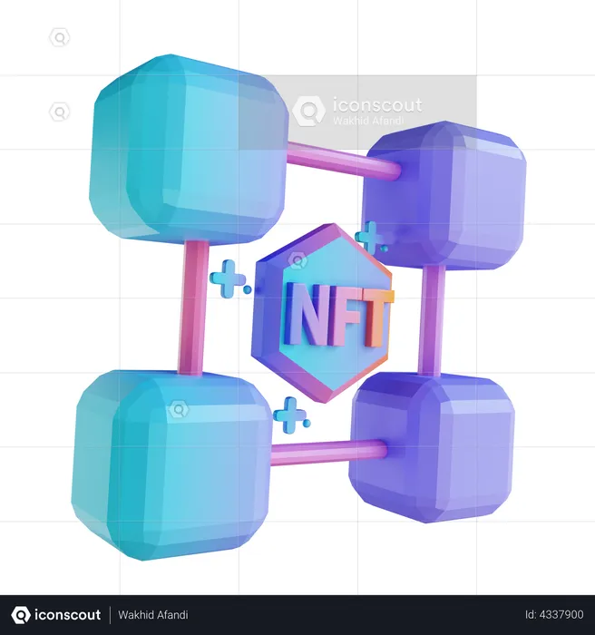 Nft Blockchain  3D Illustration