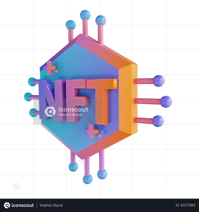 Blockchain NFT  3D Illustration