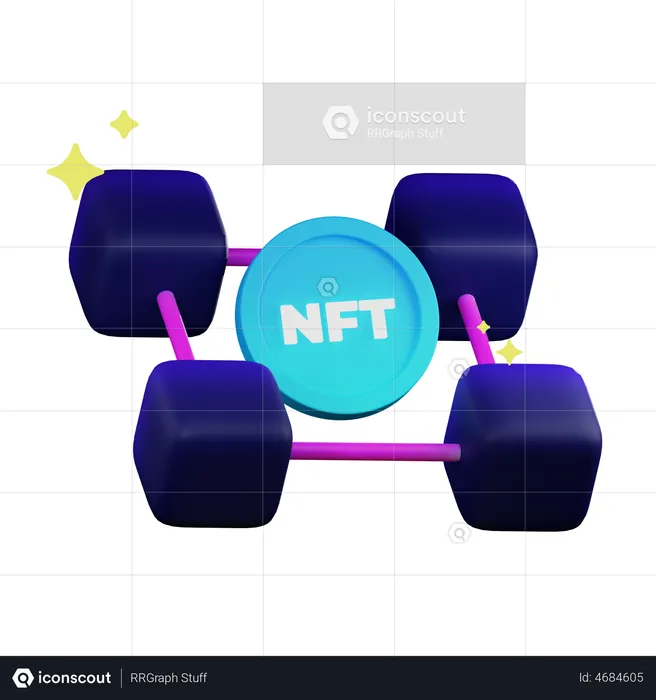 Blockchain NFT  3D Illustration