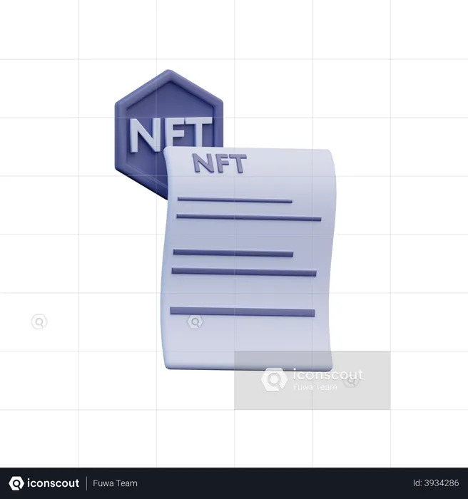 Nft Certificate  3D Illustration