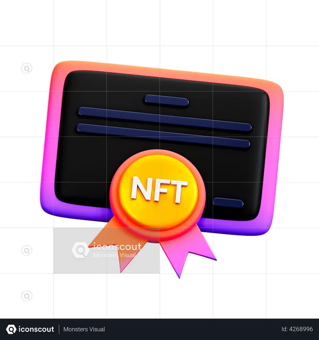 NFT Certificate  3D Illustration
