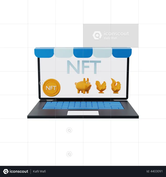 NFT coin marketplace  3D Illustration