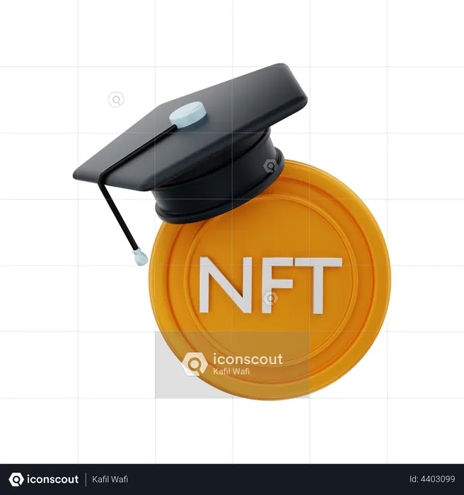 NFT coin scholar  3D Illustration