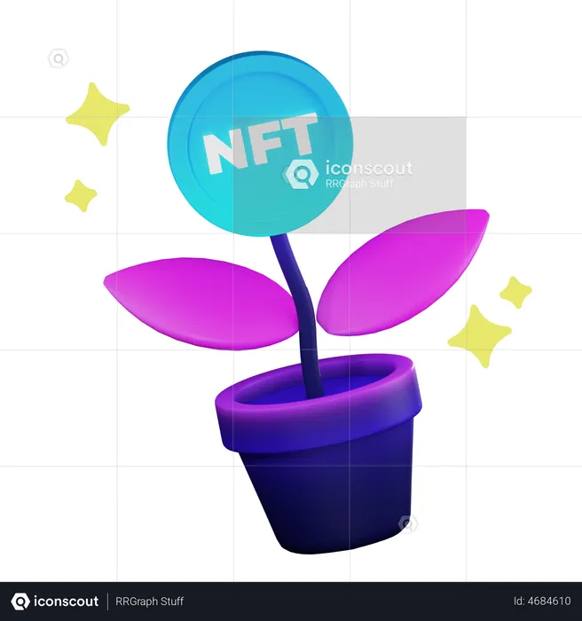 NFT Growth Plant  3D Illustration