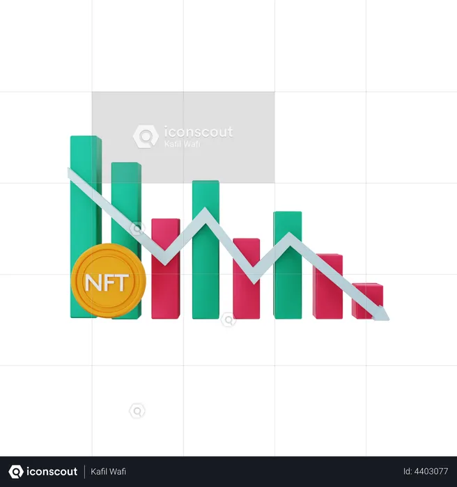 NFT negative chart  3D Illustration