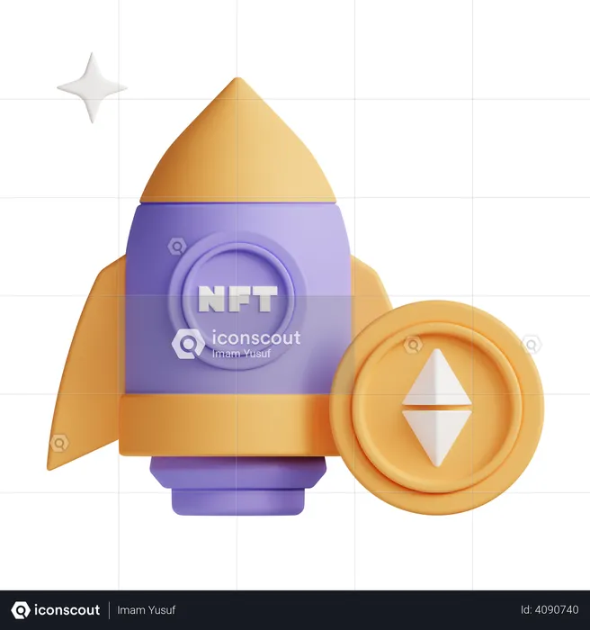NFT Rocket  3D Illustration