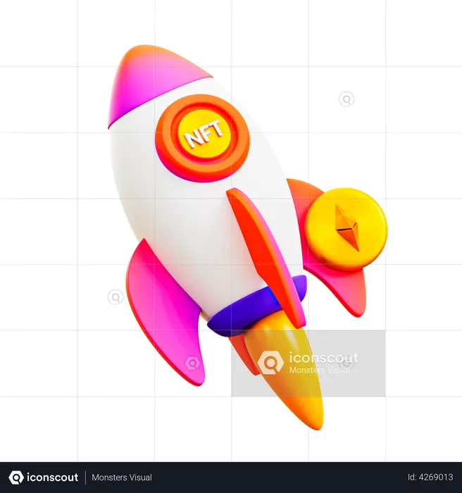 NFT Rocket  3D Illustration