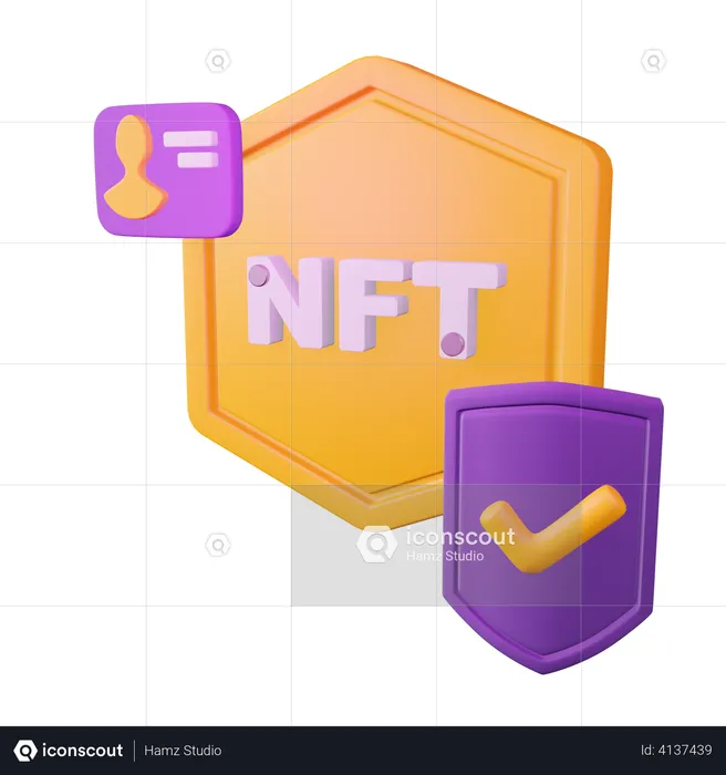 NFT security shield  3D Illustration