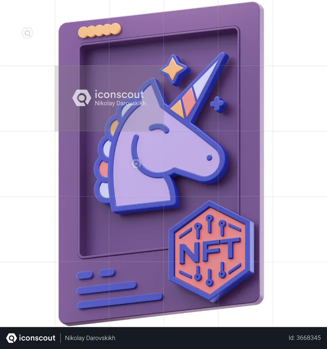 Nft Unicorn  3D Illustration