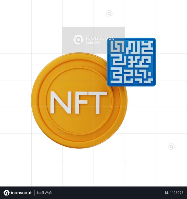 NFT with barcode  3D Illustration