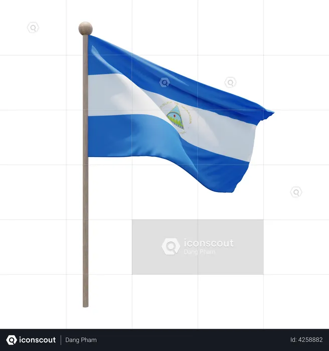 Nicaragua Flagpole Flag 3D Flag