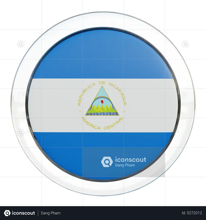 Nicaragua Round Flag Flag 3D Icon