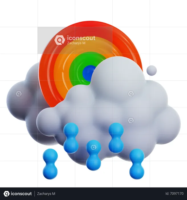 Mit Regenbogen nieseln  3D Icon