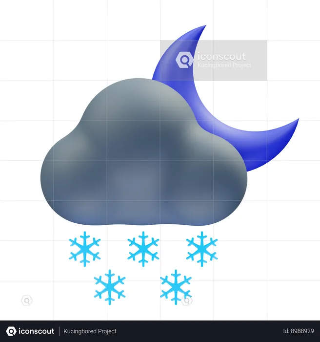 Noche de lluvia de nieve  3D Icon