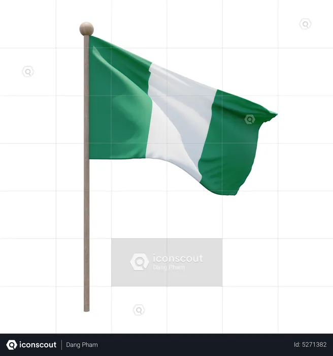 Nigeria Fahnenmast Flag 3D Icon