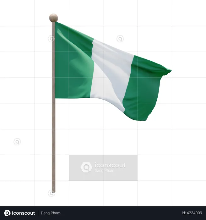 Nigeria Flag Pole  3D Flag