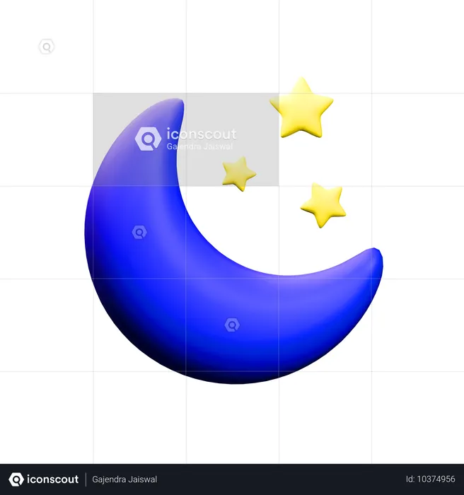 夜  3D Icon