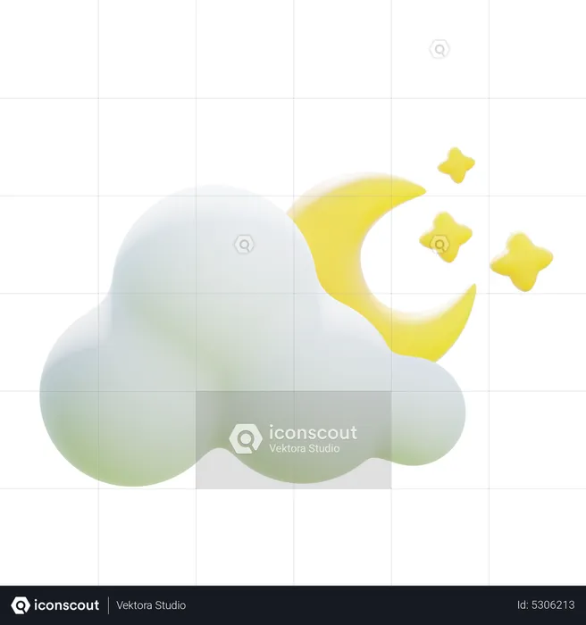 Night Cloudy  3D Icon