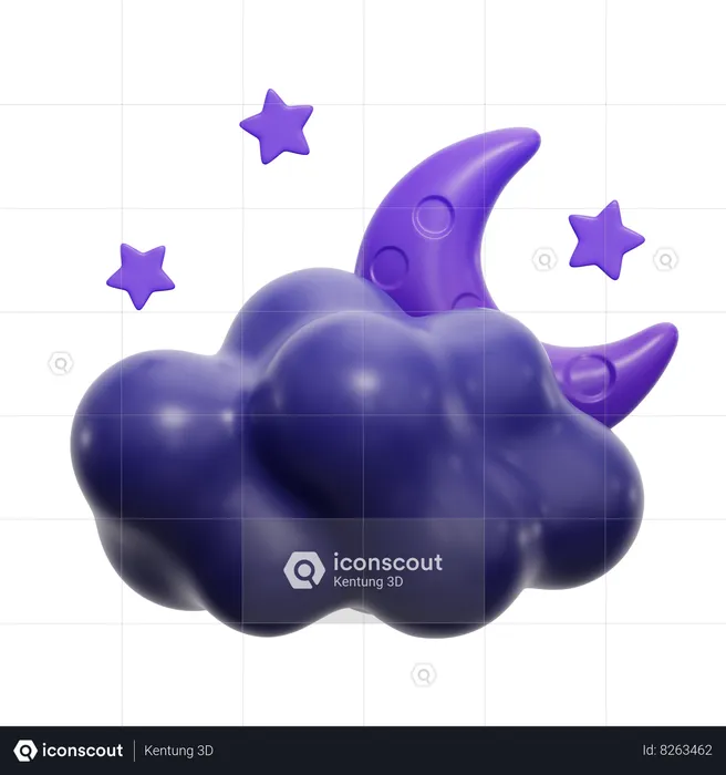 Night Cloudy Weather  3D Icon