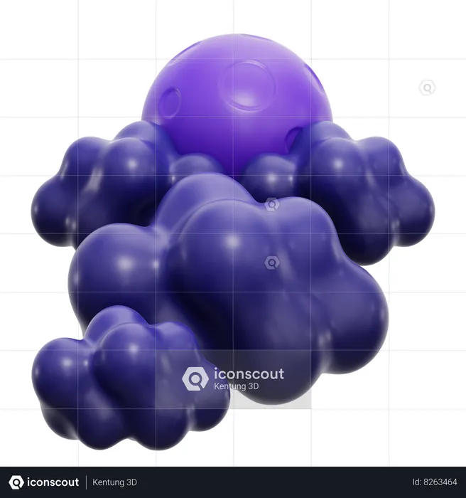 Night Cloudy Weather  3D Icon