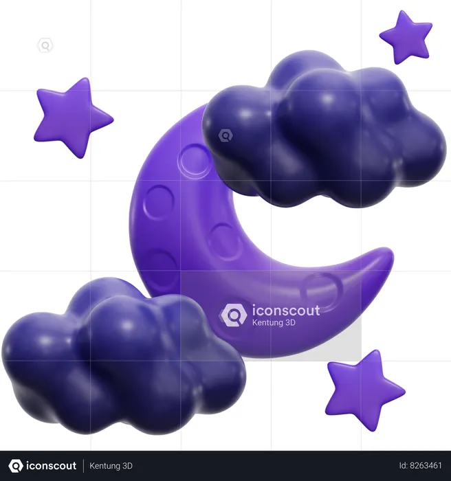 Night Cloudy Weather  3D Icon