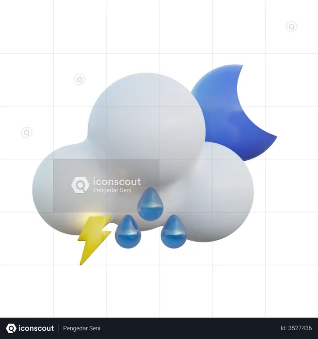 Night Drizzle And Thunder  3D Icon