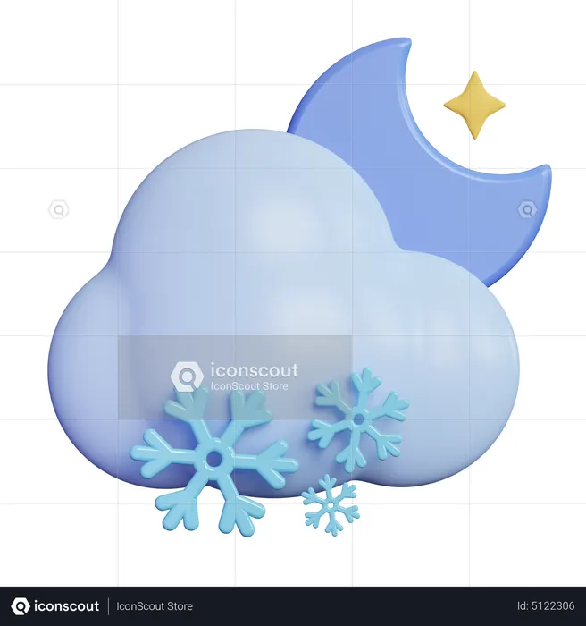 Night Snow Cloud  3D Icon