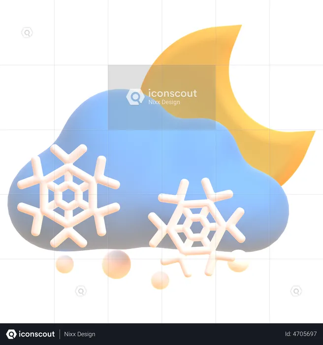 Night Snowfall  3D Illustration