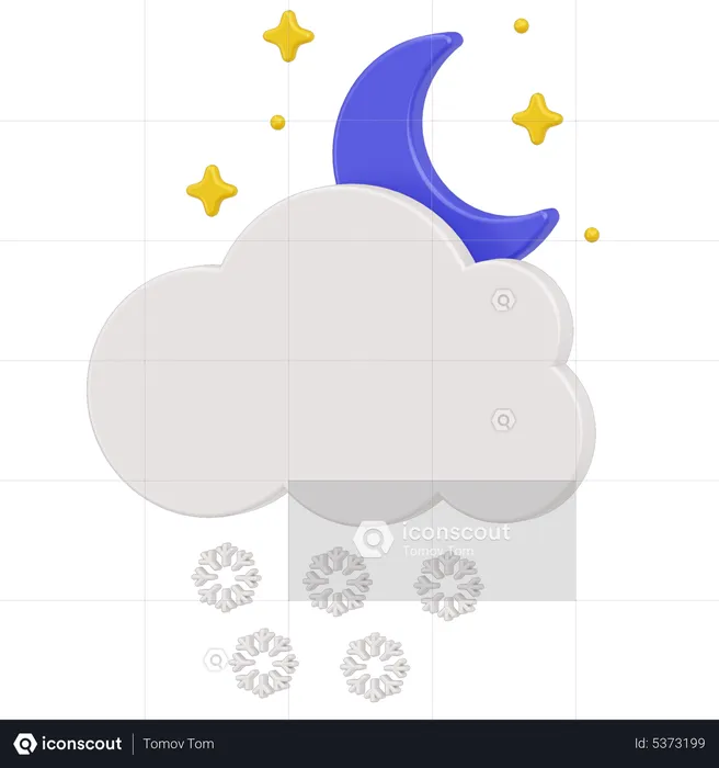 Night snowfall and clouds  3D Icon